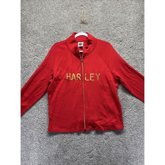 Harley-Davidson Tops - Harley Davidson Sweatshirt Jacket Womens Size‎ Medium Full Zip Long Sleeve Red